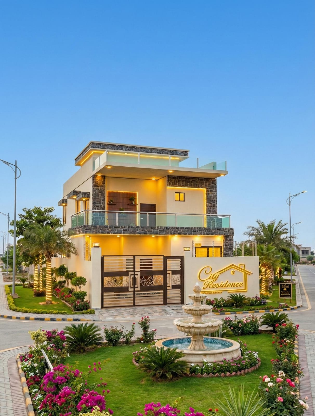 5 Marla Smart House City Residencia DHA Bahawalpur - Modern Blue-White Design